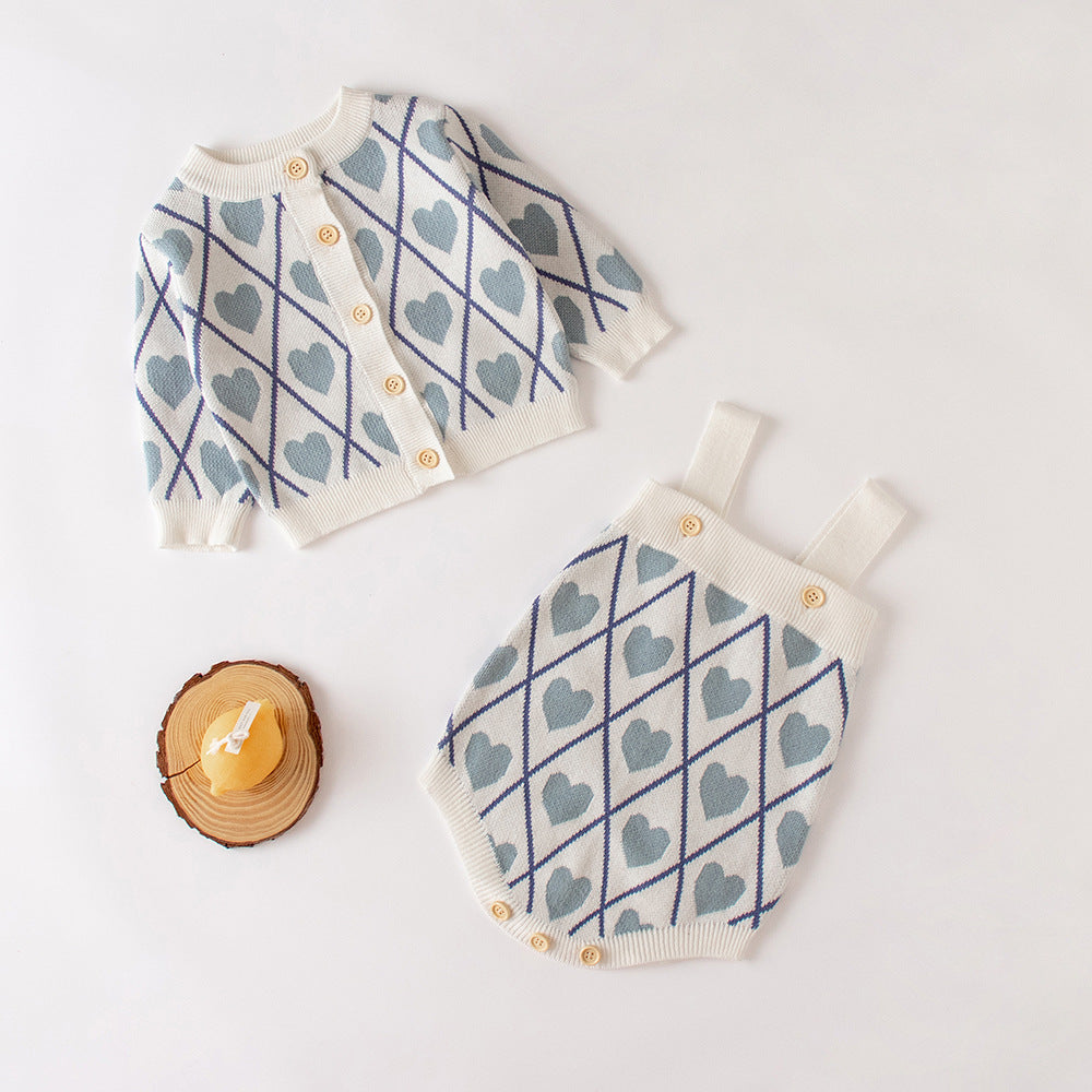 Jacquard Cotton Knitted Cardigan  Rompers & Jumpsuit