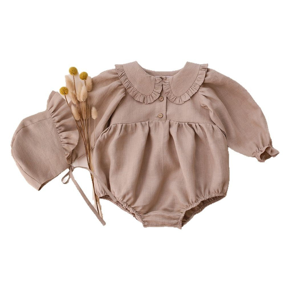 Cotton And Linen Romper & Hat