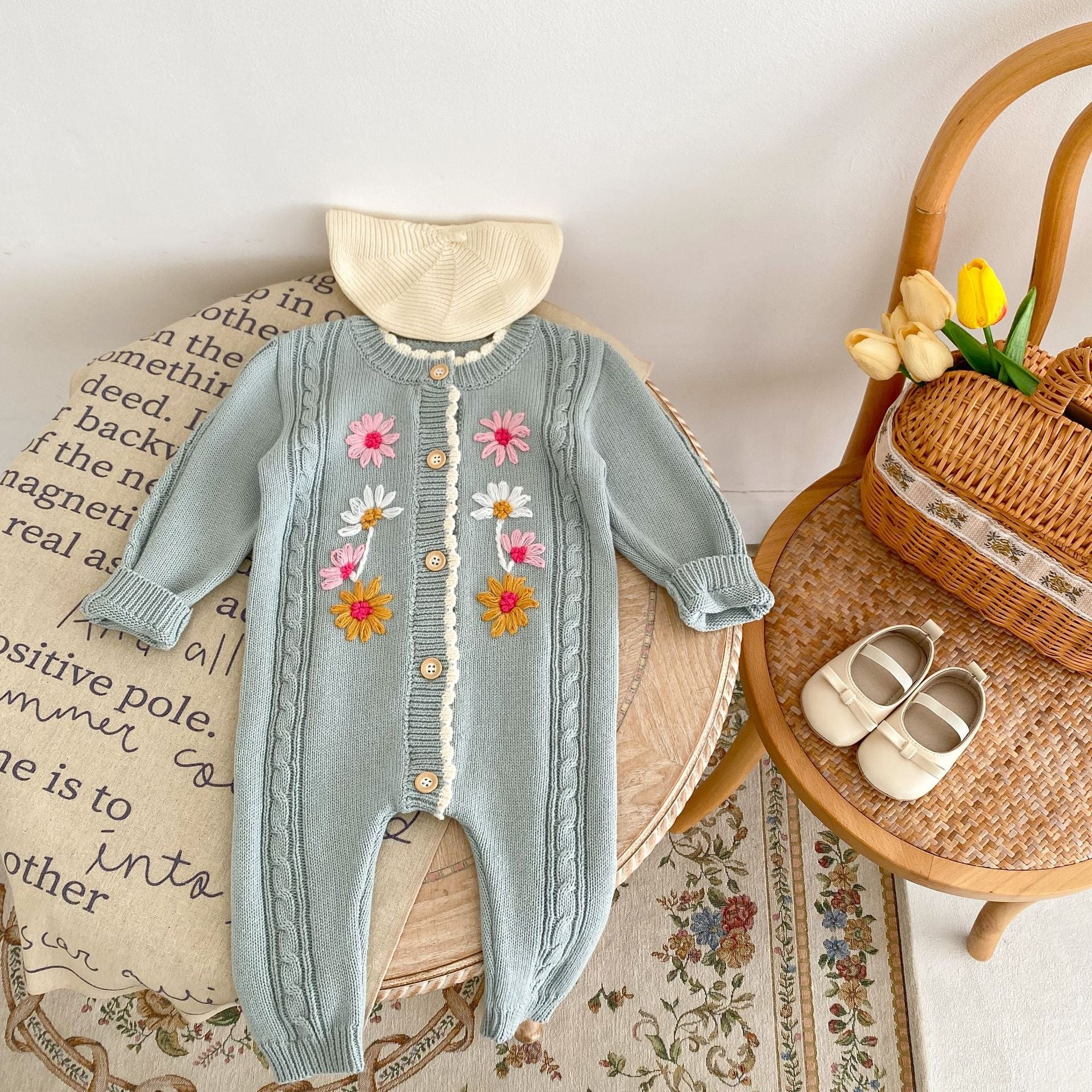 Handmade Embroidery Knitted Jumpsuit