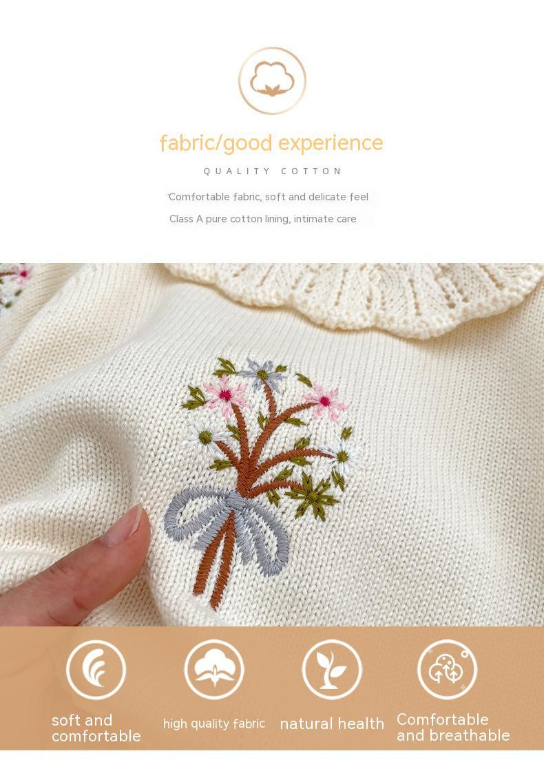 Knitted Ruffled Collar Long-sleeved Jumpsuit