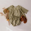 Cotton & Linen Cardigan Top & Shorts