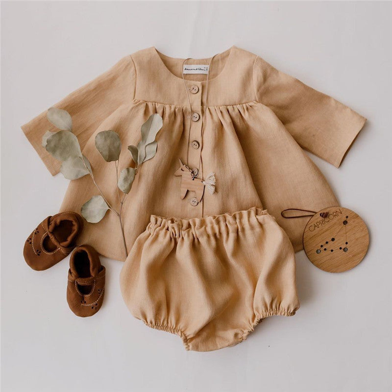 Cotton & Linen Cardigan Top & Shorts