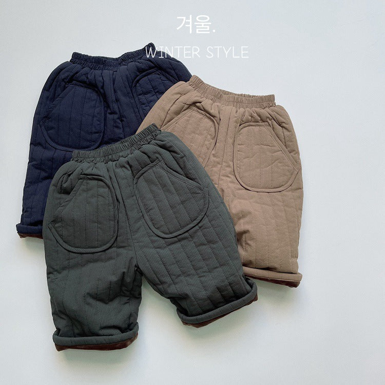 Wool Lined Cotton Straight Leg Pants
