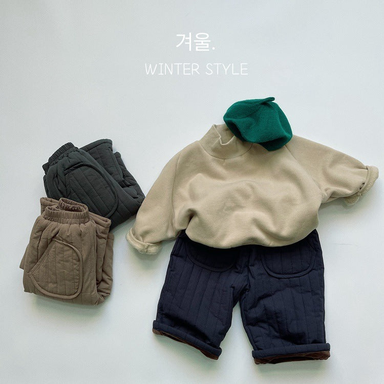 Wool Lined Cotton Straight Leg Pants