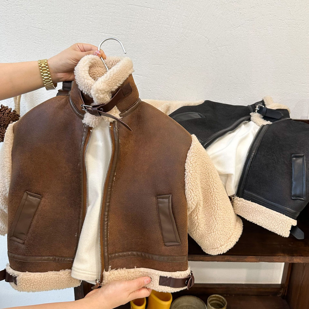 Fur Stand Collar Short Jacket