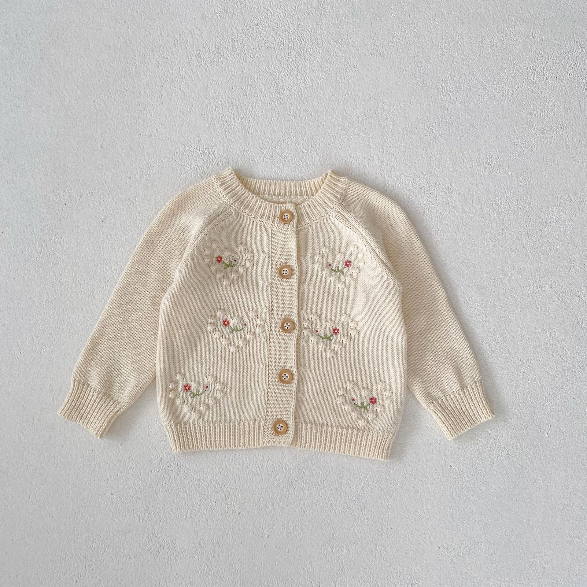 Polka Dot Heart-shaped Embroidered Cardigan Set