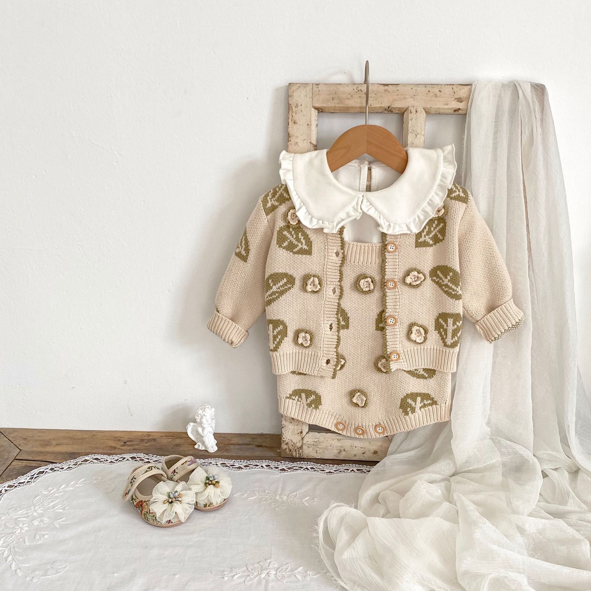 Leaf Jacquard Sweater Two-piece Set