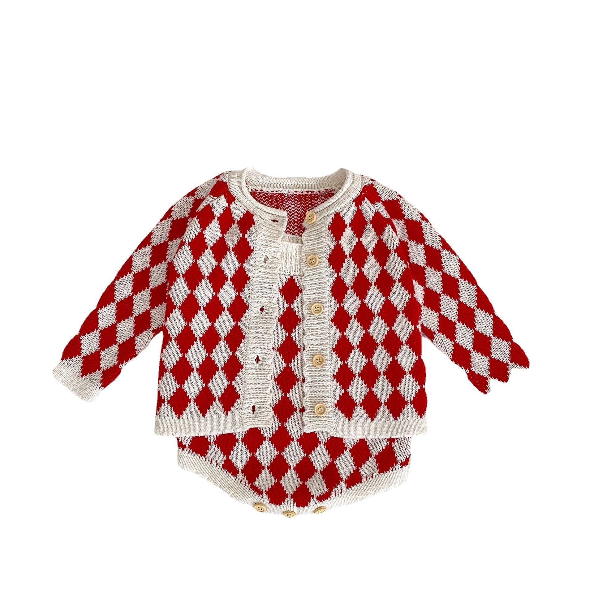 Knitted Rhombus Sweater Coat