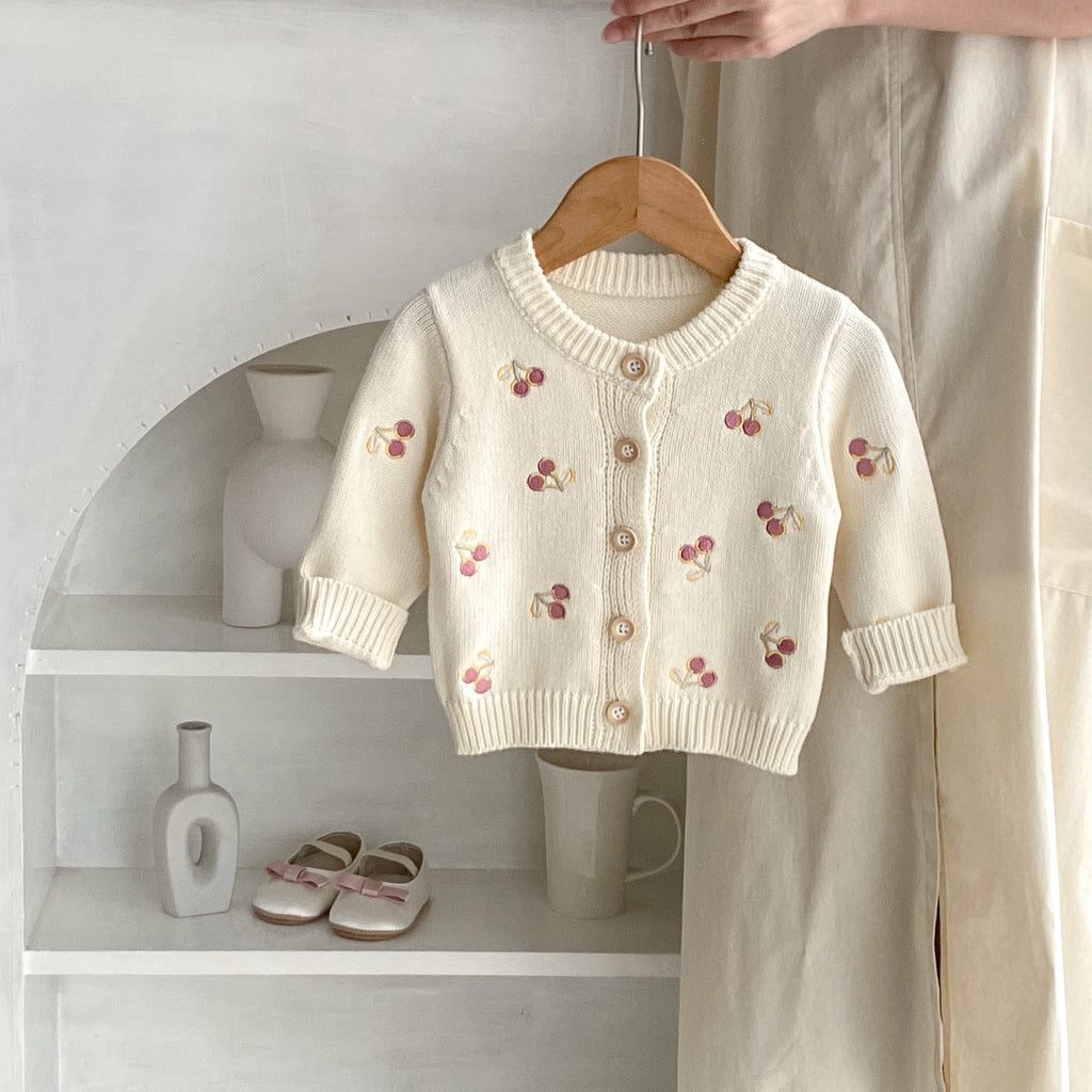Cherry Embroidery Knitted coat