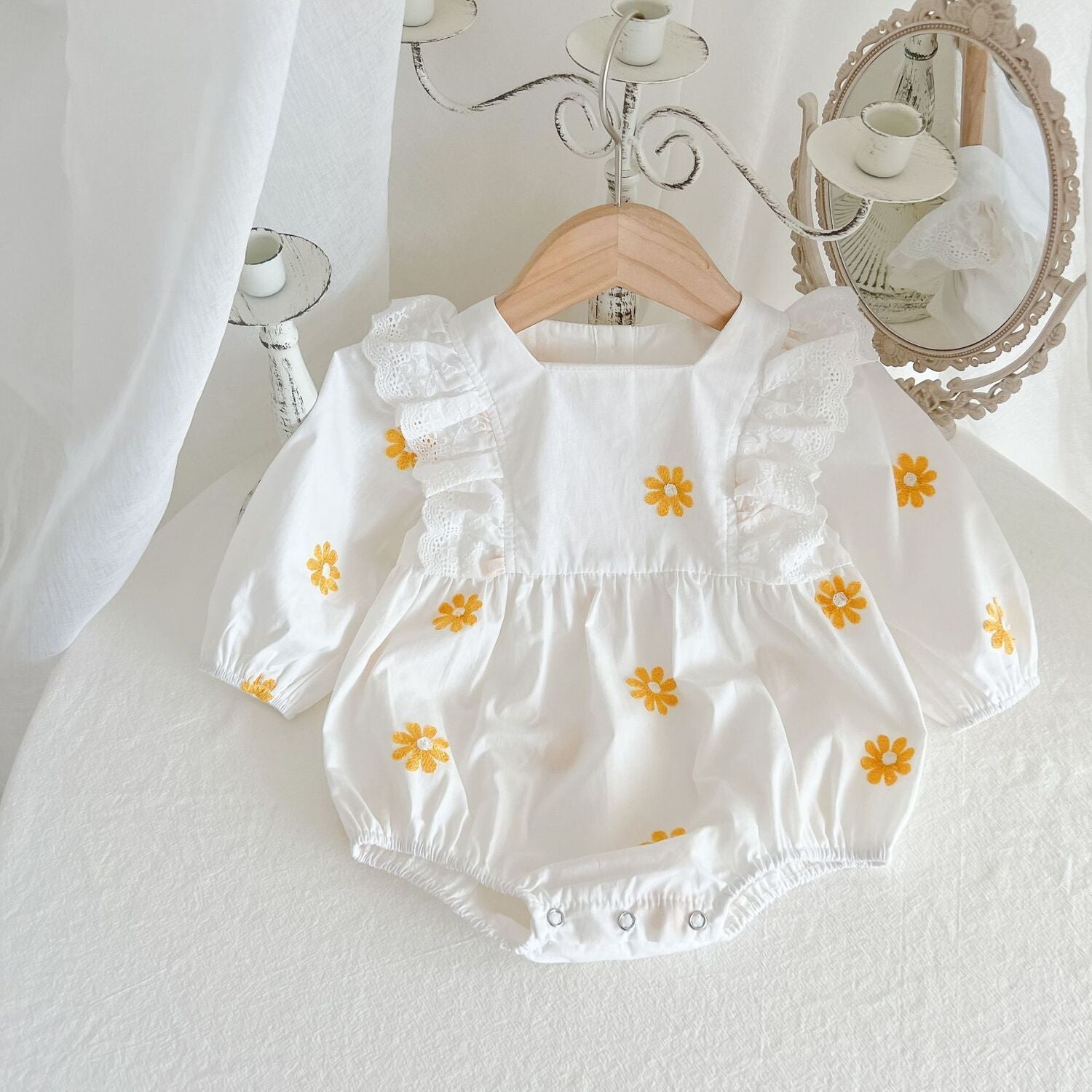 Sweet Daisies Embroidery Rompers