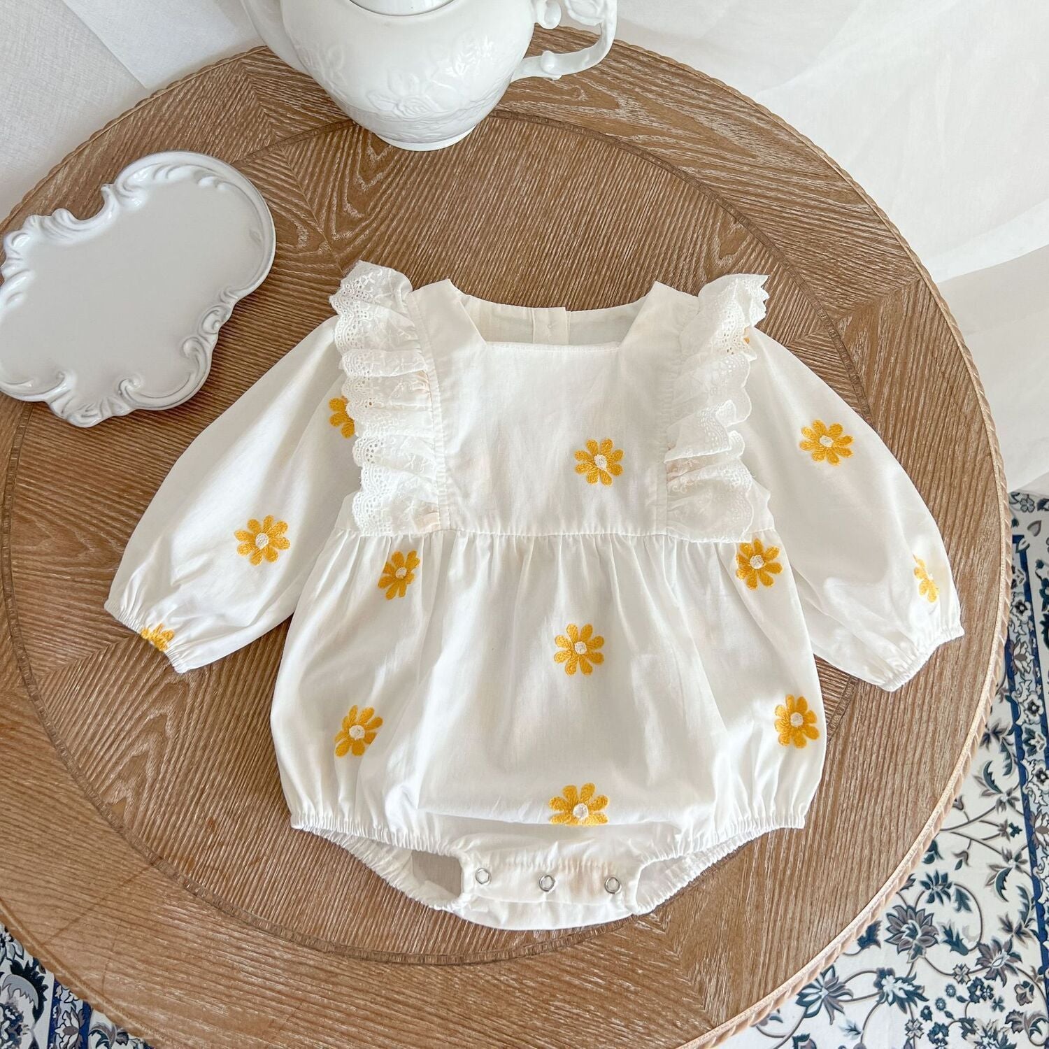 Sweet Daisies Embroidery Rompers