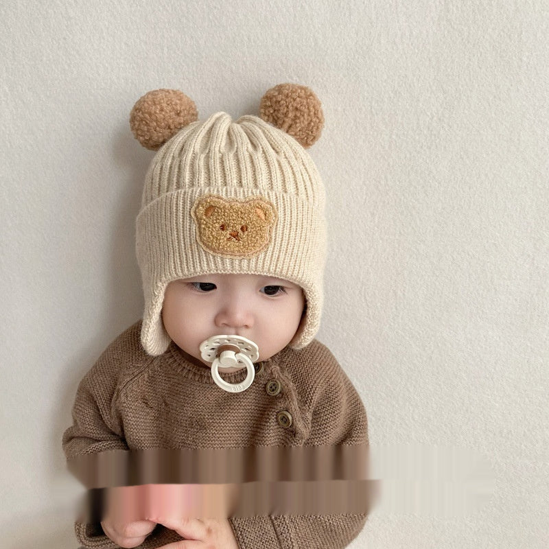 Baby Wool Bear Earmuffs Hat