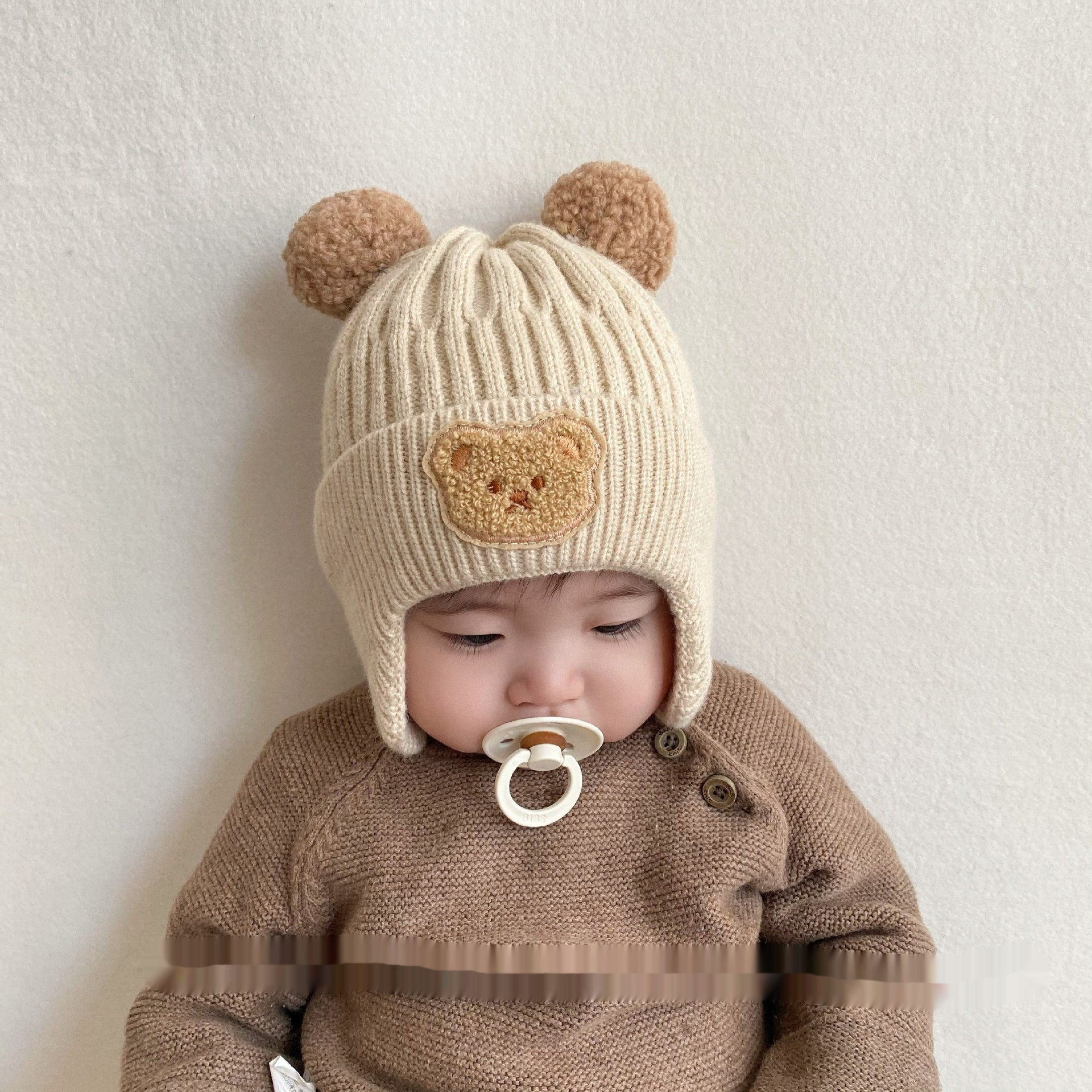 Baby Wool Bear Earmuffs Hat