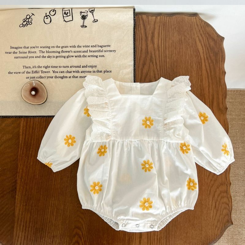 Sweet Daisies Embroidery Rompers