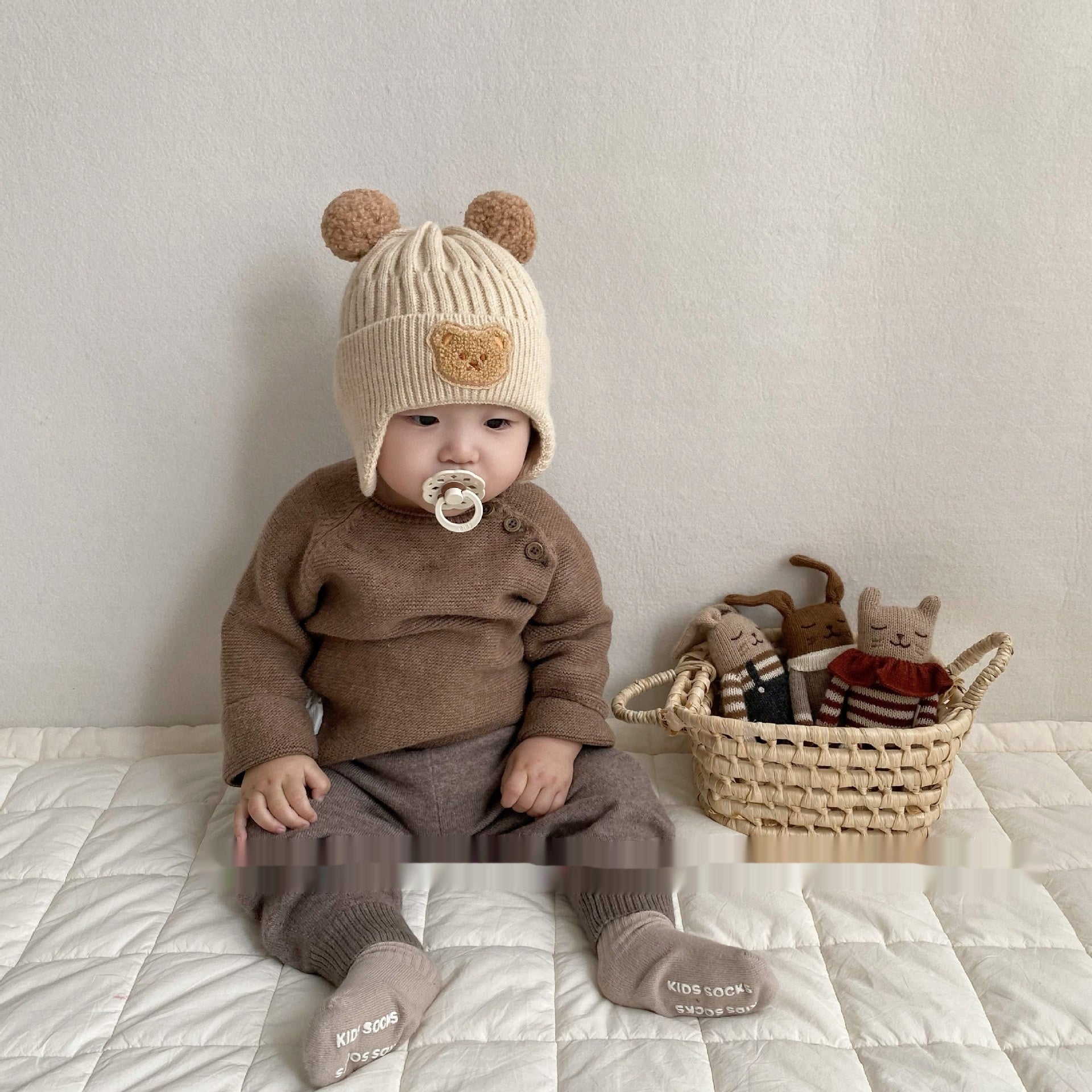 Baby Wool Bear Earmuffs Hat