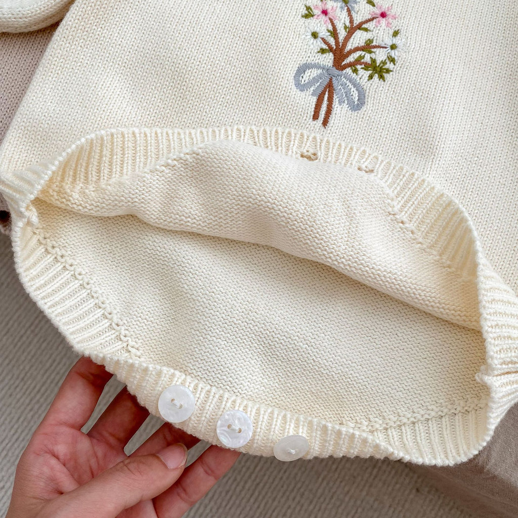 Knitted Ruffled Collar Long-sleeved Jumpsuit