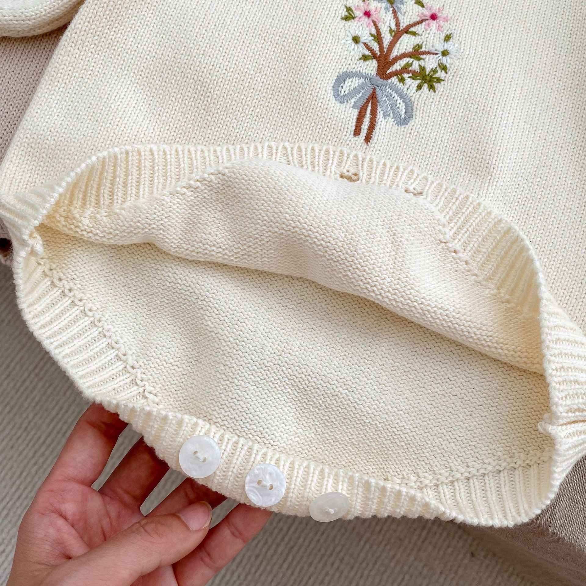 Knitted Ruffled Collar Long-sleeved Jumpsuit