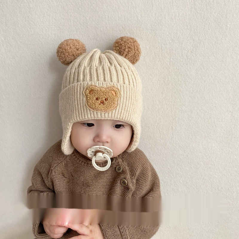 Baby Wool Bear Earmuffs Hat