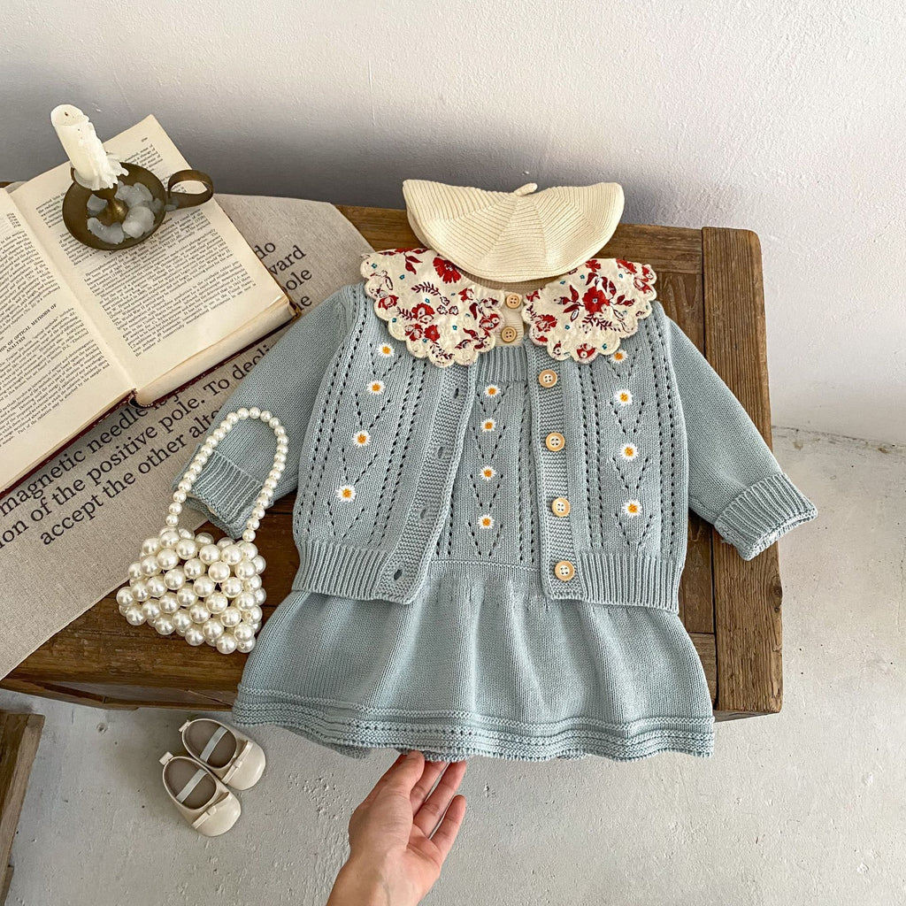 Embroidered Hollow Knitted Coat