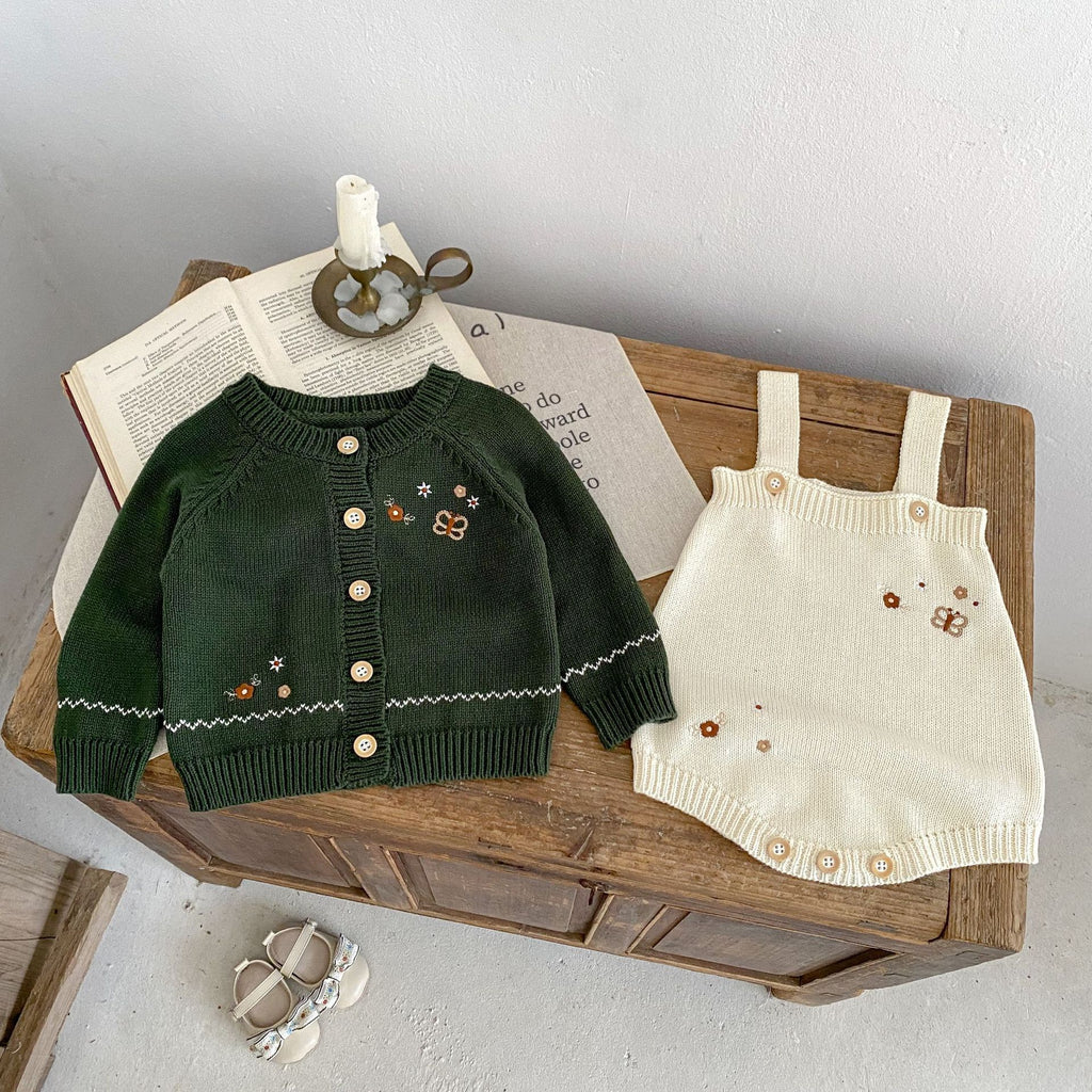 Matching Embroidered Cotton Yarn Sweater Coat