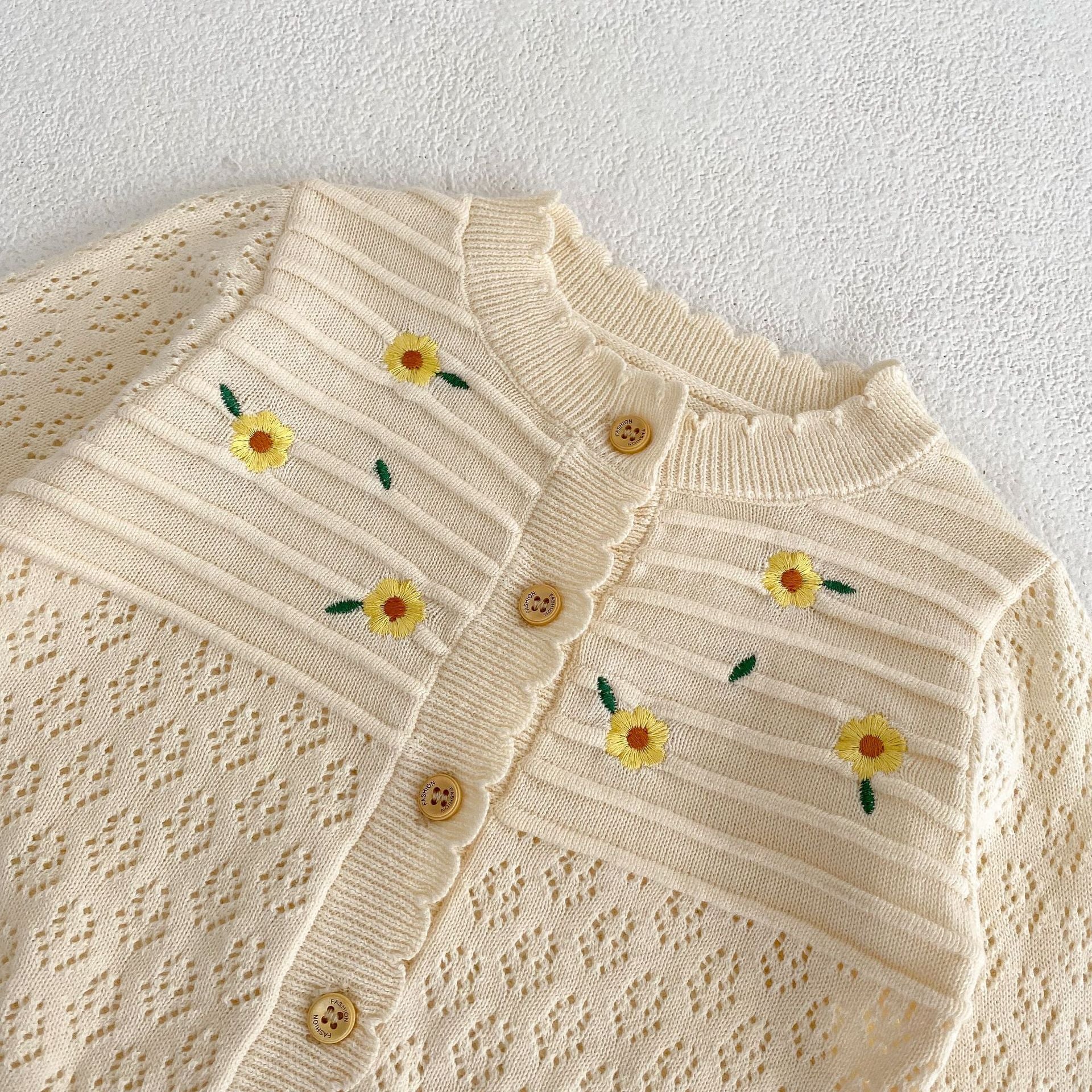 Flower Embroidered Long Sleeve Knitted Coat
