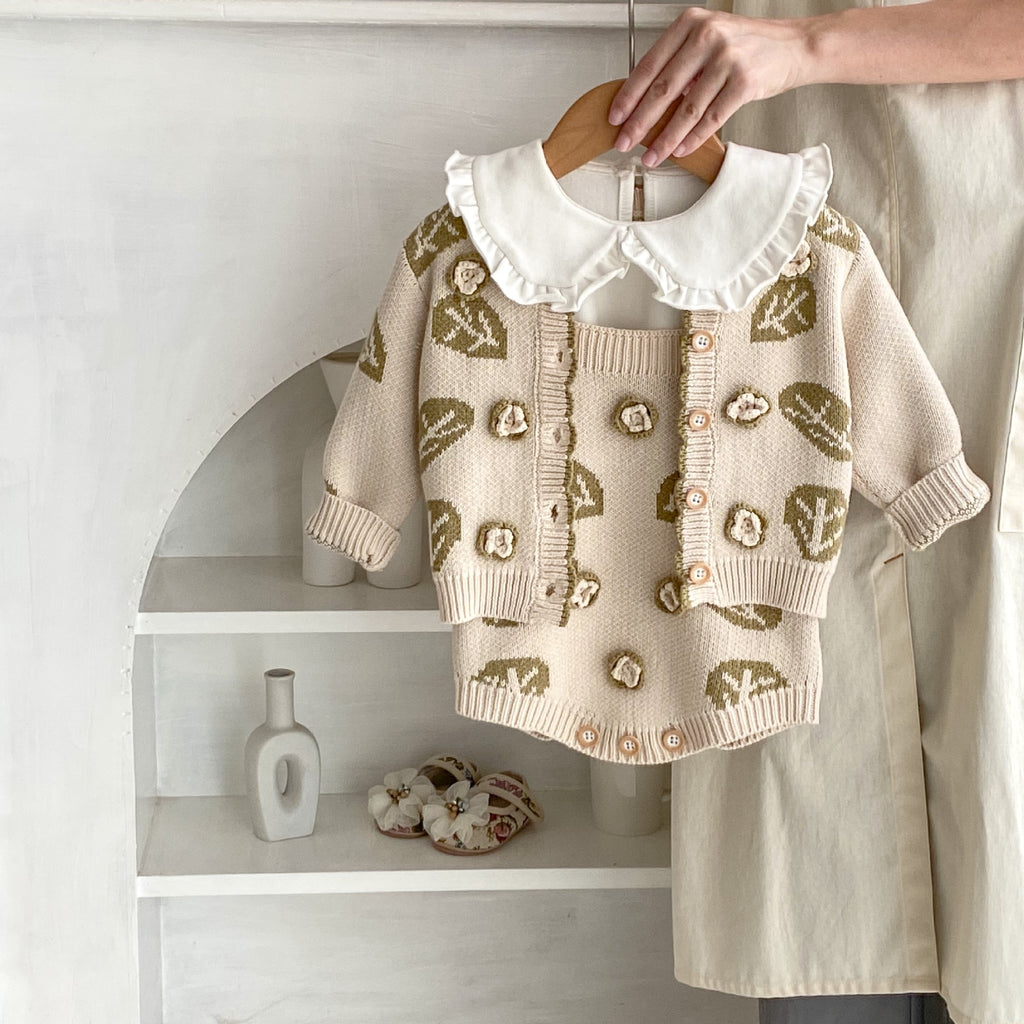 Leaf Jacquard Sweater Two-piece Set