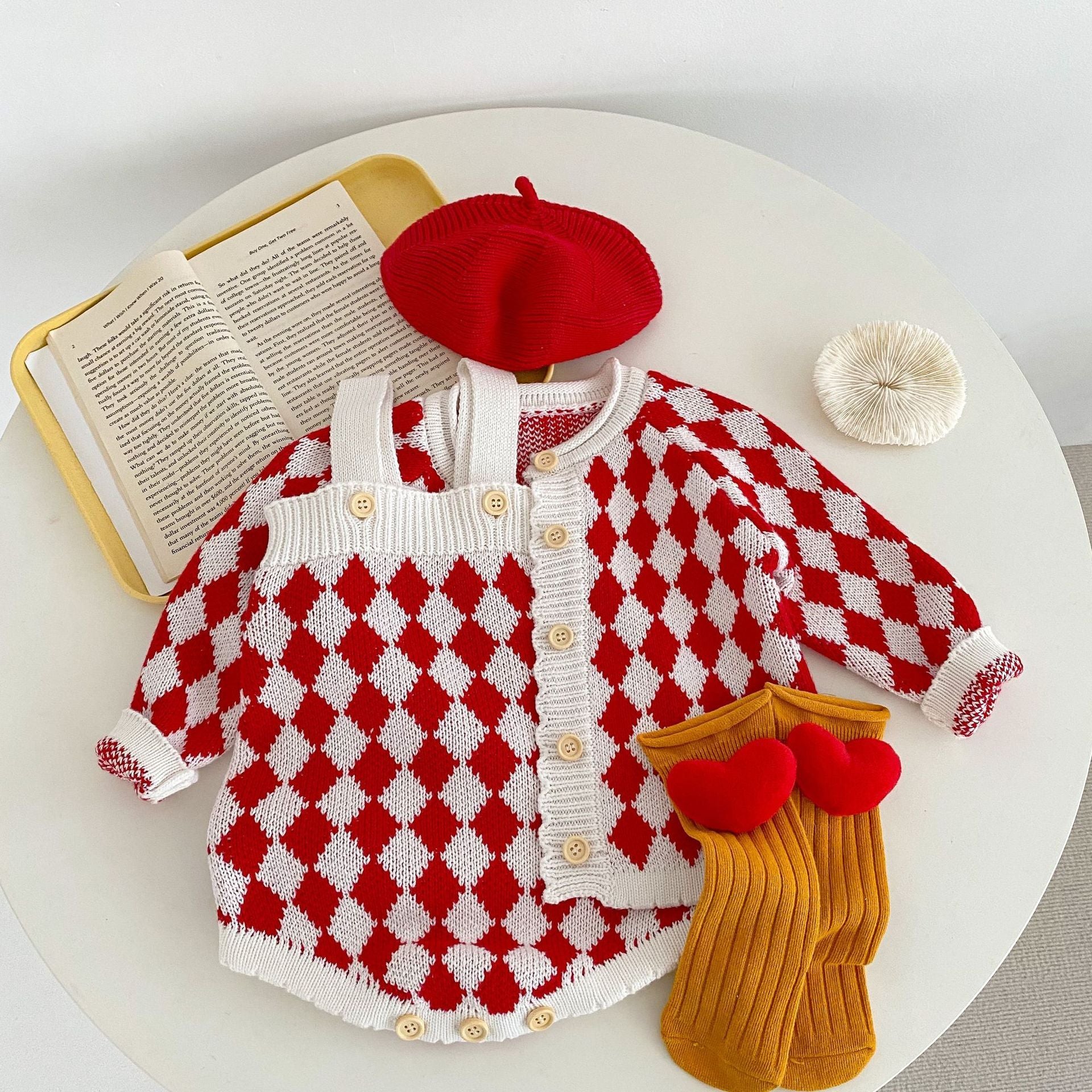 Knitted Rhombus Sweater Coat