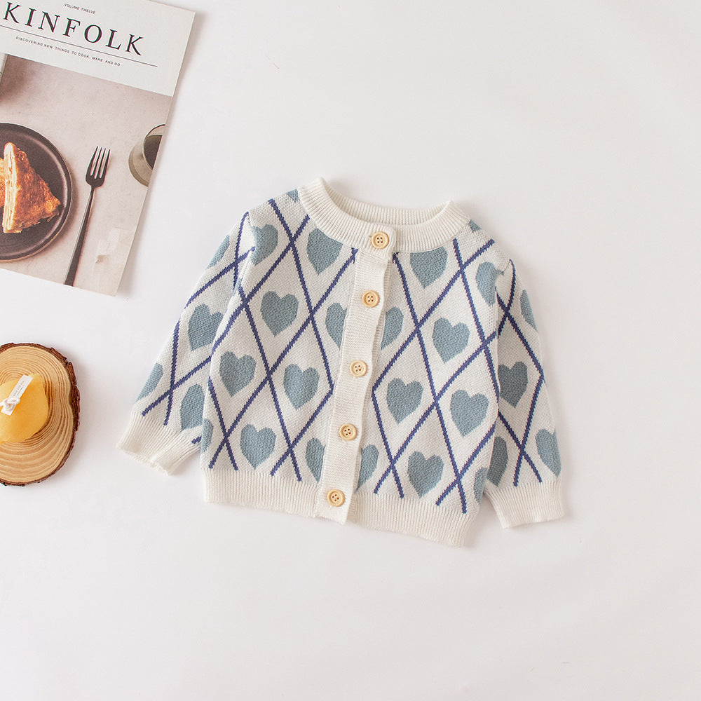 Jacquard Cotton Knitted Cardigan  Rompers & Jumpsuit