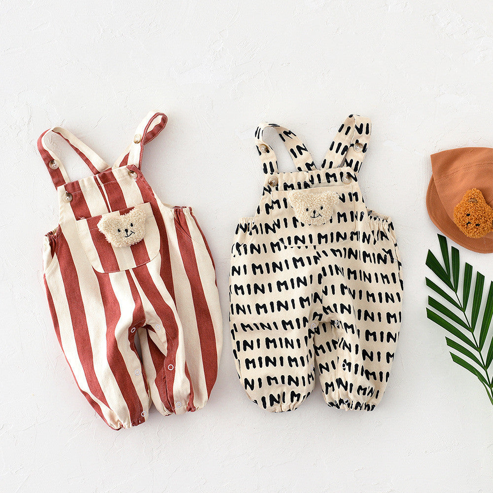 Striped Letter Bibs Shoulder Straps