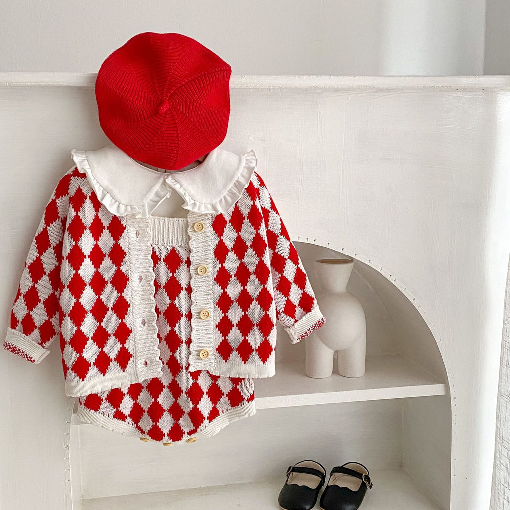 Knitted Rhombus Sweater Coat