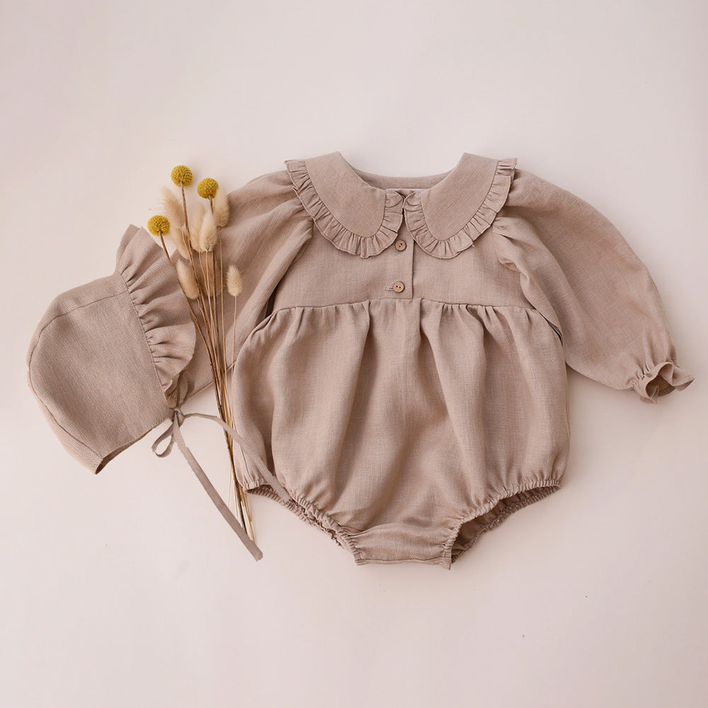 Cotton And Linen Romper & Hat