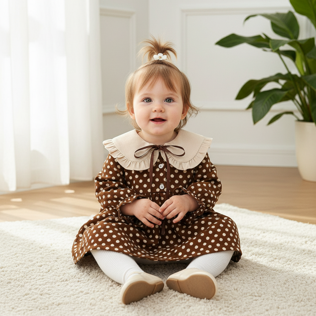 Baby Girl Doll Collar Dress Polka Dot Children's Skirt