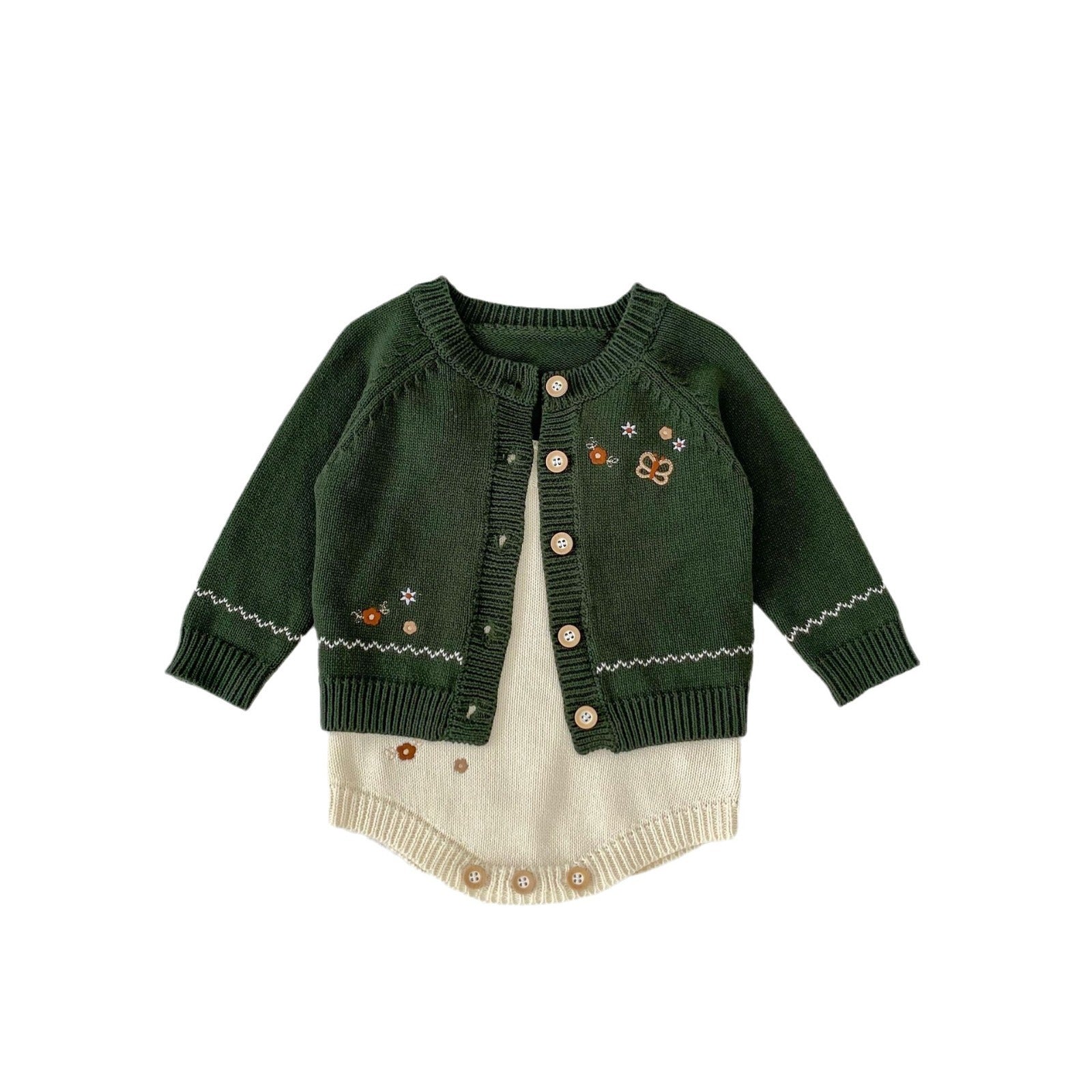 Matching Embroidered Cotton Yarn Sweater Coat