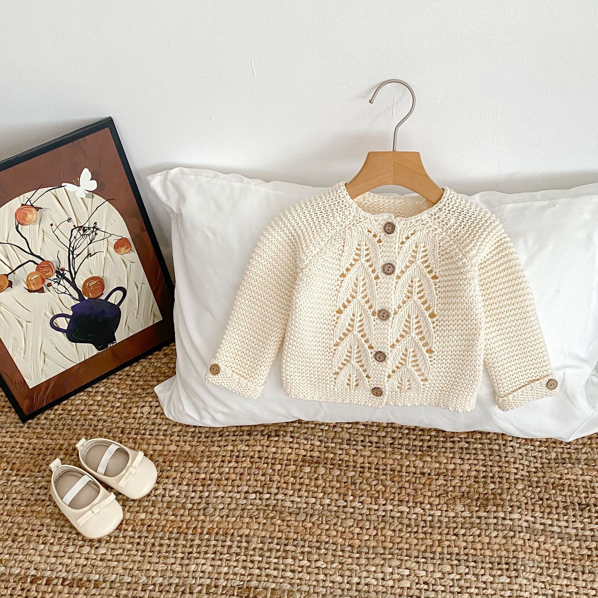 Collarless Sweater Coat