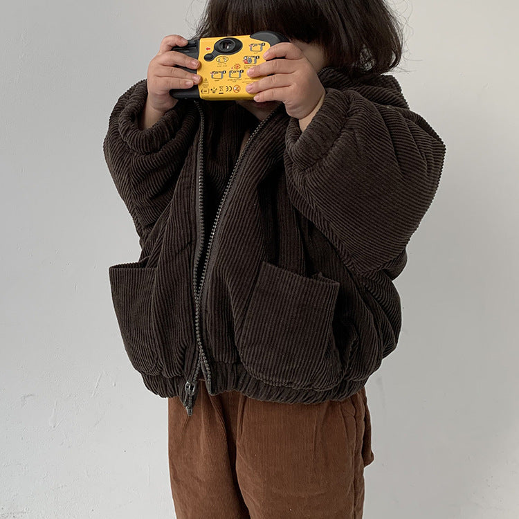 Retro Corduroy Thickened Zipper Jacket