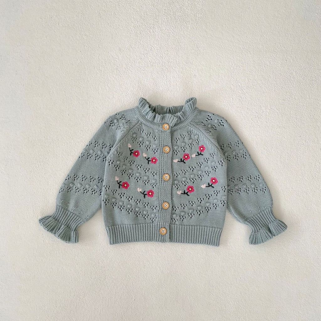 Embroidered Knitted Coat All-match