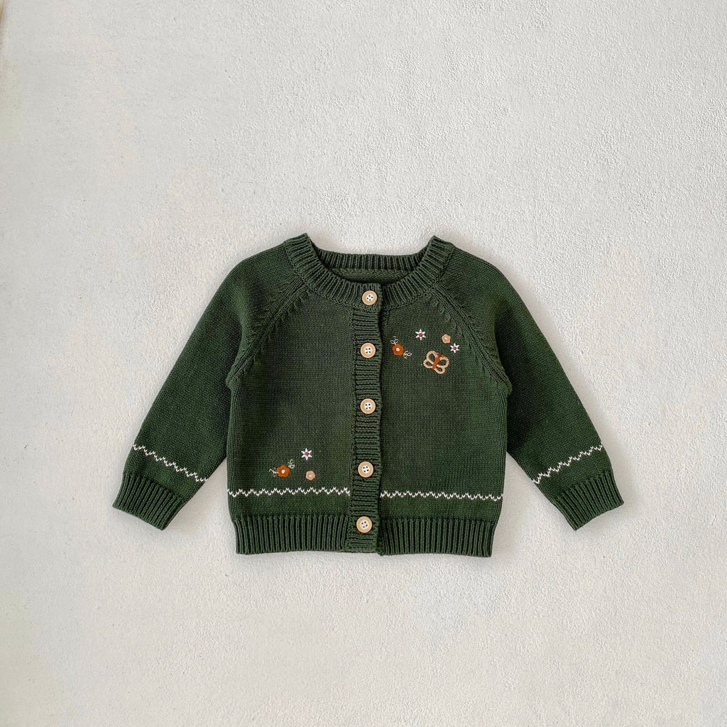 Matching Embroidered Cotton Yarn Sweater Coat