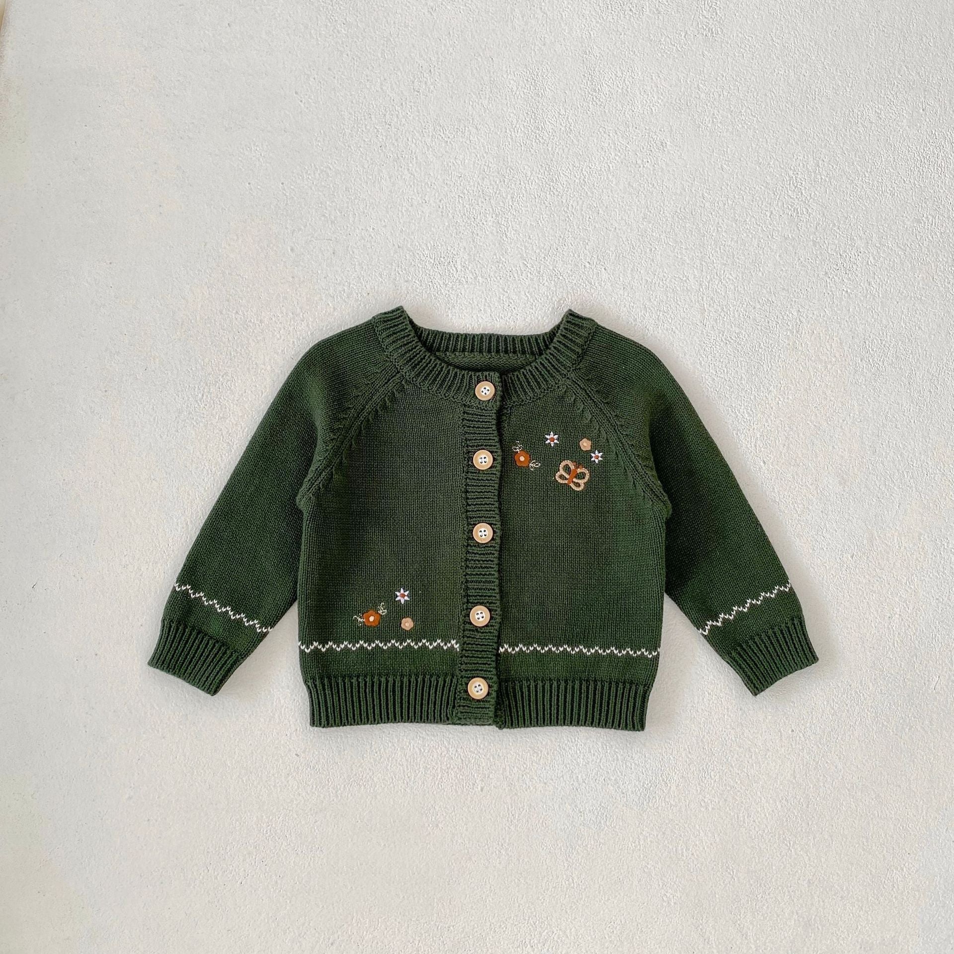Matching Embroidered Cotton Yarn Sweater Coat