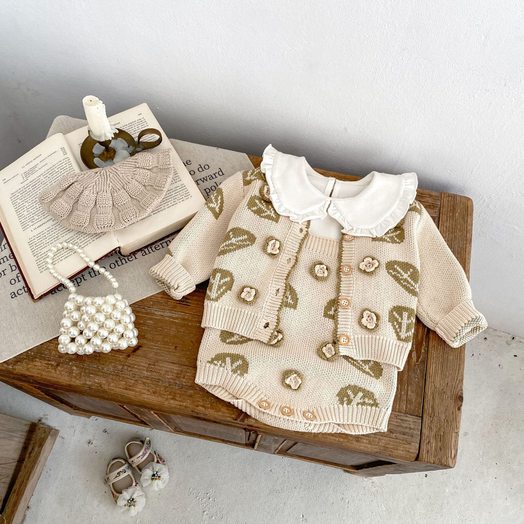 Leaf Jacquard Sweater Two-piece Set